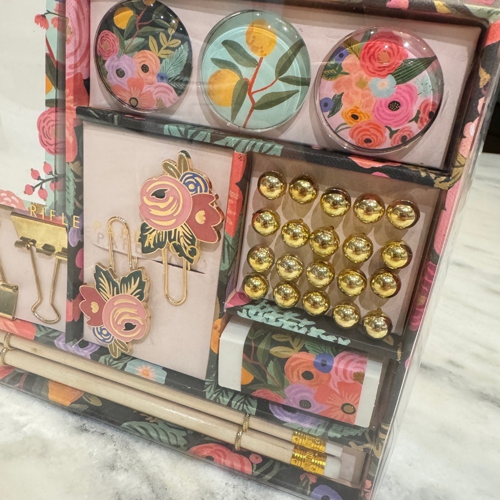 Anthropologie Rifle Paper Tackle Box 32 Piece Set Desk Office Accessories NIB - Picture 3 of 5